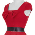 Grace Karin Stock Manga Manga Quadrada Comprimento Alto Stretchy Retro Style Red Vintage Dress CL008951-2